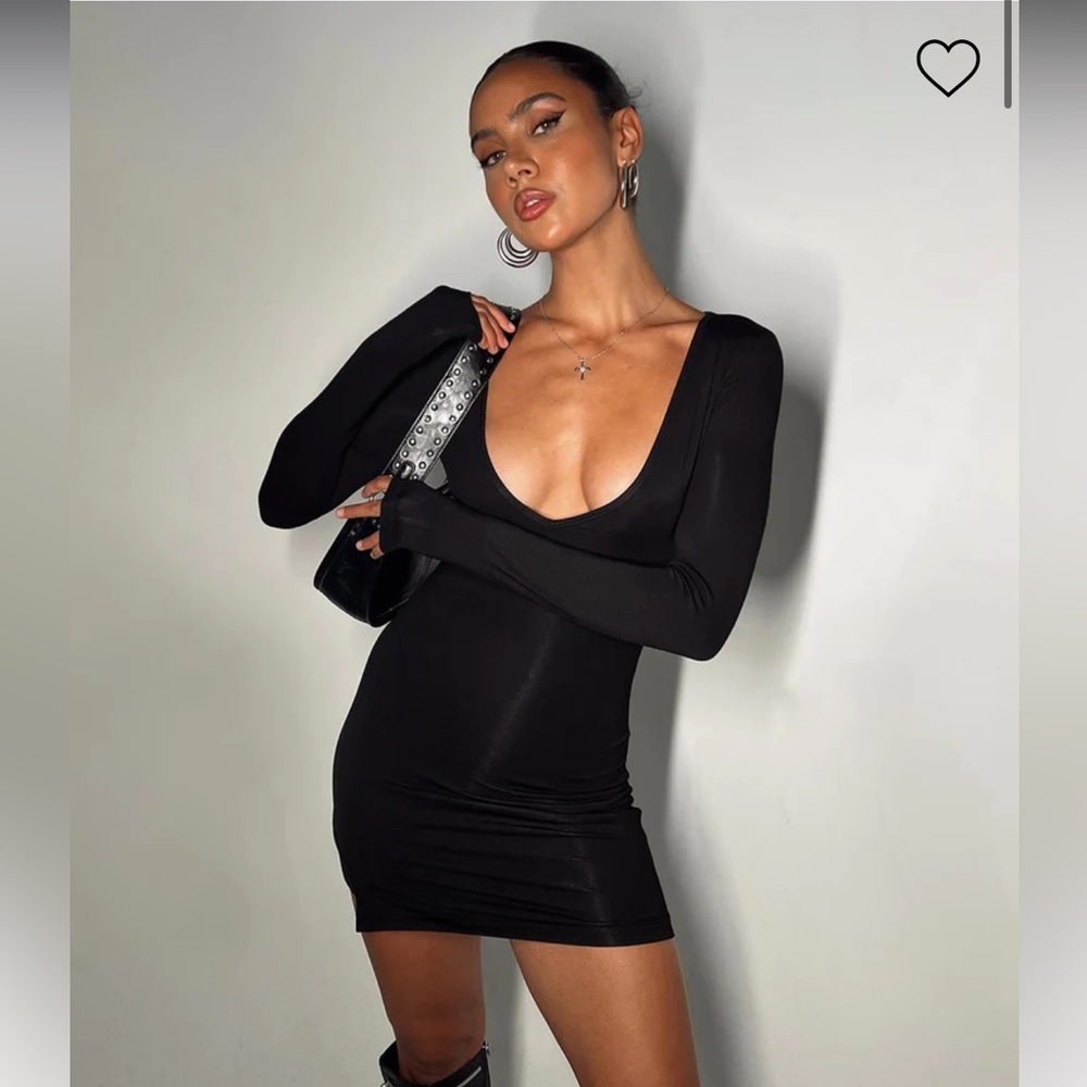 New Princess Polly Kingsland Long Sleeve Mini Dress in Black